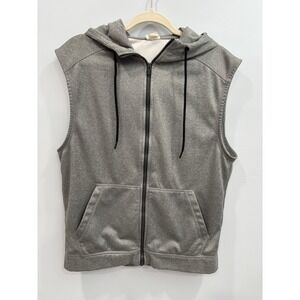 H&M Men's Gray Sleeveless Hoodie Vest Zip Up Athletic Streetwear Size Medium
